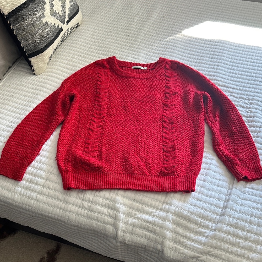 Another Love Vibrant Red Cable Knit Sweater